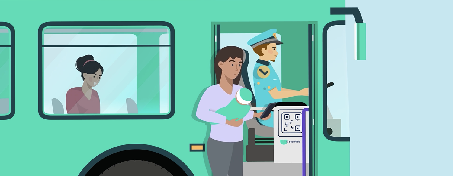 Women using ScanRide to board bus