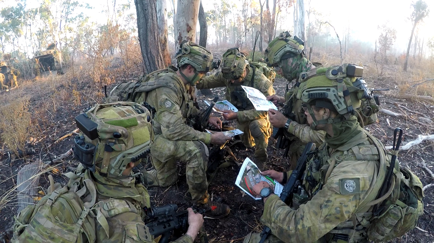 Soldiers involved in live instrumented training