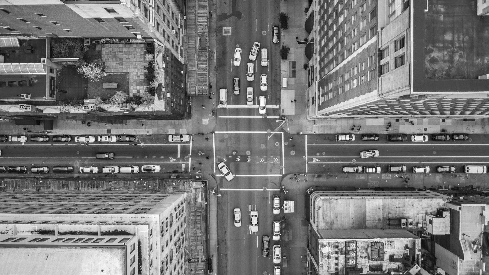 black and white intersection